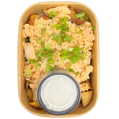 Buffalo Chicken Cheesesteak Potato Bowl & Blue Cheese Dressings